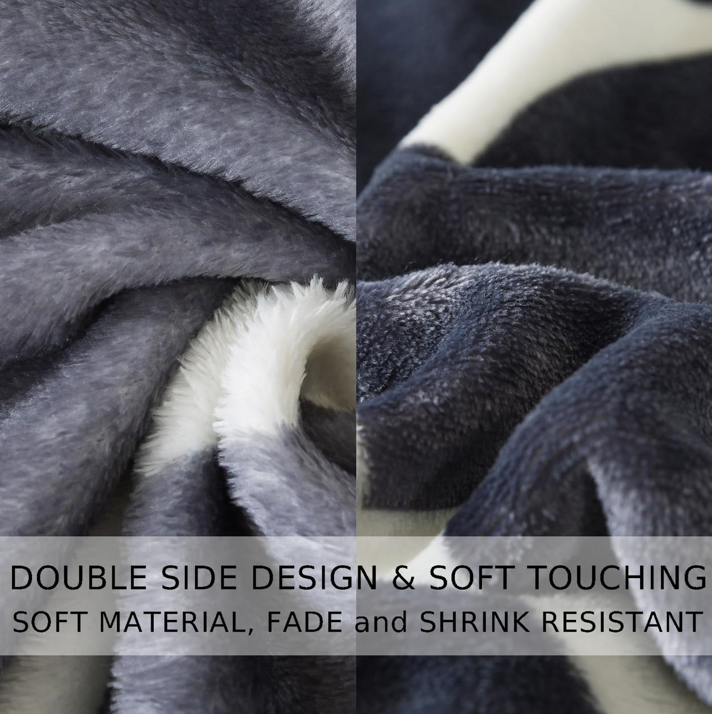 Gray Pattern King Size Blanket,90x108 Inches Microfiber Soft Cozy Fluffy Warm Hand Made Throw Blankets for King Calking Bed,Couch, Sofa, Chair, Camping, Picnic,Grey and White