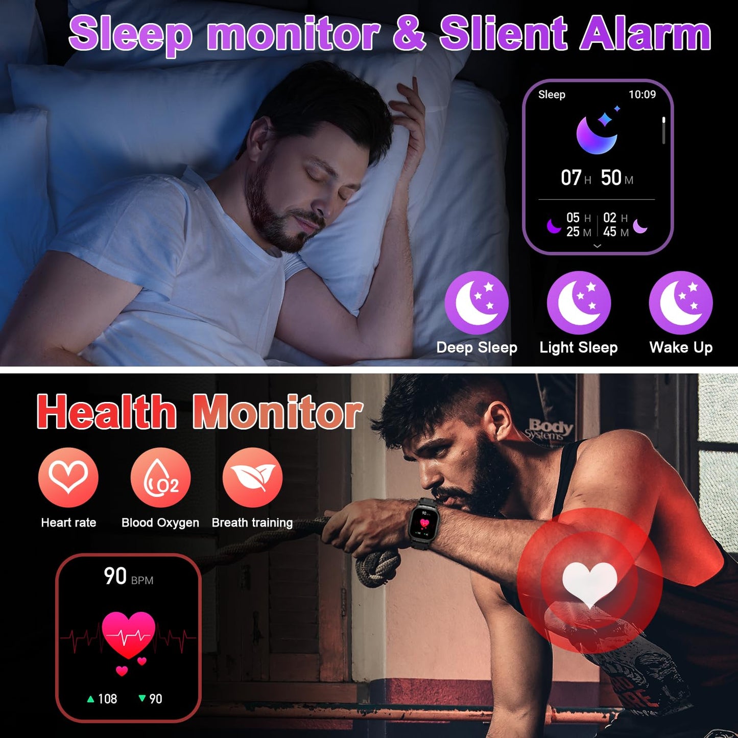 Smart Watch for Men Fitness Tracker: Make/Answer Call Military Smart Watches for Men Digital Mens Watches Running Waterproof Smartwatch Android Phones iPhone Samsung Compatible Heart Rate Monitor