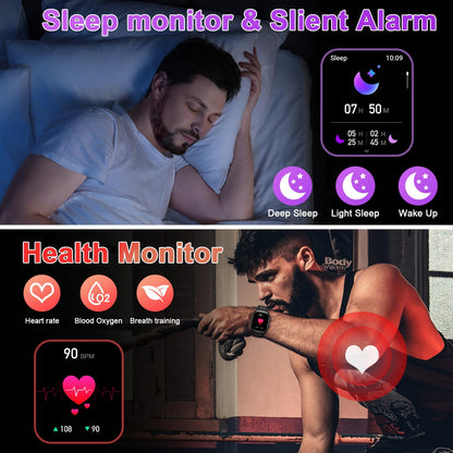 Smart Watch for Men Fitness Tracker: Make/Answer Call Military Smart Watches for Men Digital Mens Watches Running Waterproof Smartwatch Android Phones iPhone Samsung Compatible Heart Rate Monitor