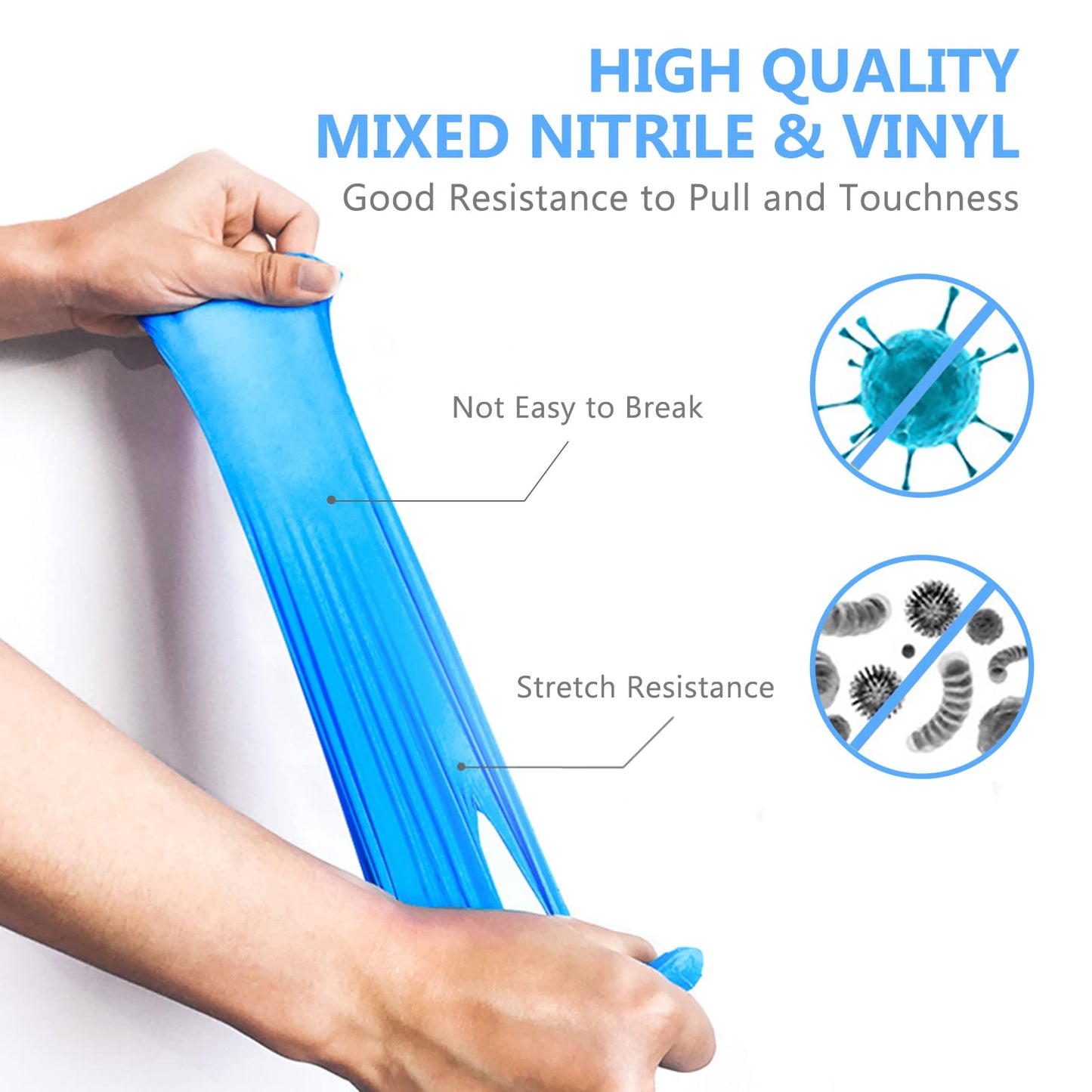 squish Disposable Gloves, Blue 4 mil Vinyl Synmax Blend Exam Gloves Non Sterile, Powder Free, Latex Free - Cleaning Supplies, Kitchen and Food Safe(Pack of 100) (Blue Medium)