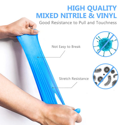 squish Disposable Gloves, Blue 4 mil Vinyl Synmax Blend Exam Gloves Non Sterile, Powder Free, Latex Free - Cleaning Supplies, Kitchen and Food Safe(Pack of 100) (Blue Medium)
