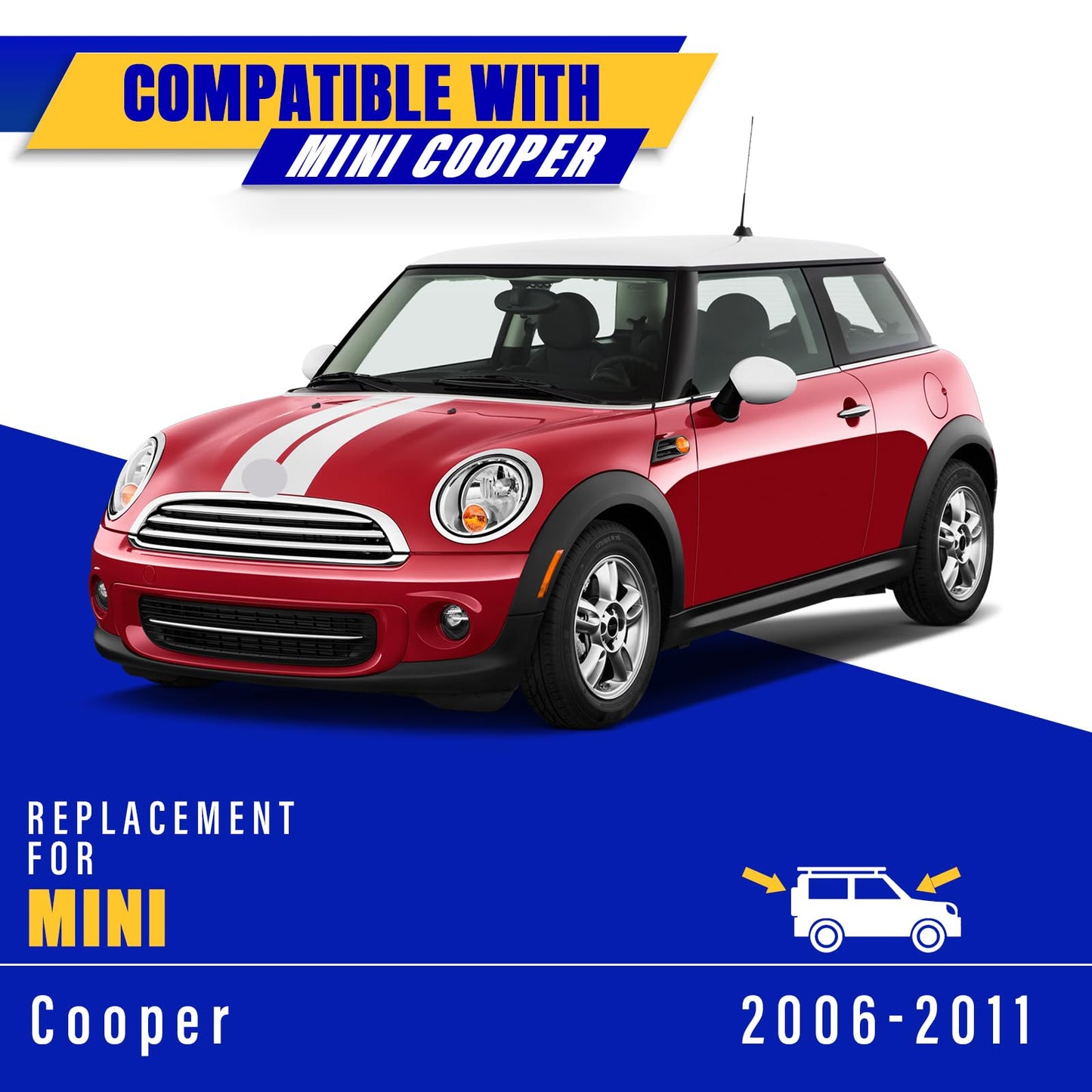 3 wipers Replacement for 2006-2011 Mini Cooper, Windshield Wiper Blades Original Equipment Replacement - 19"/18"/10" (Set of 3) U/J HOOK