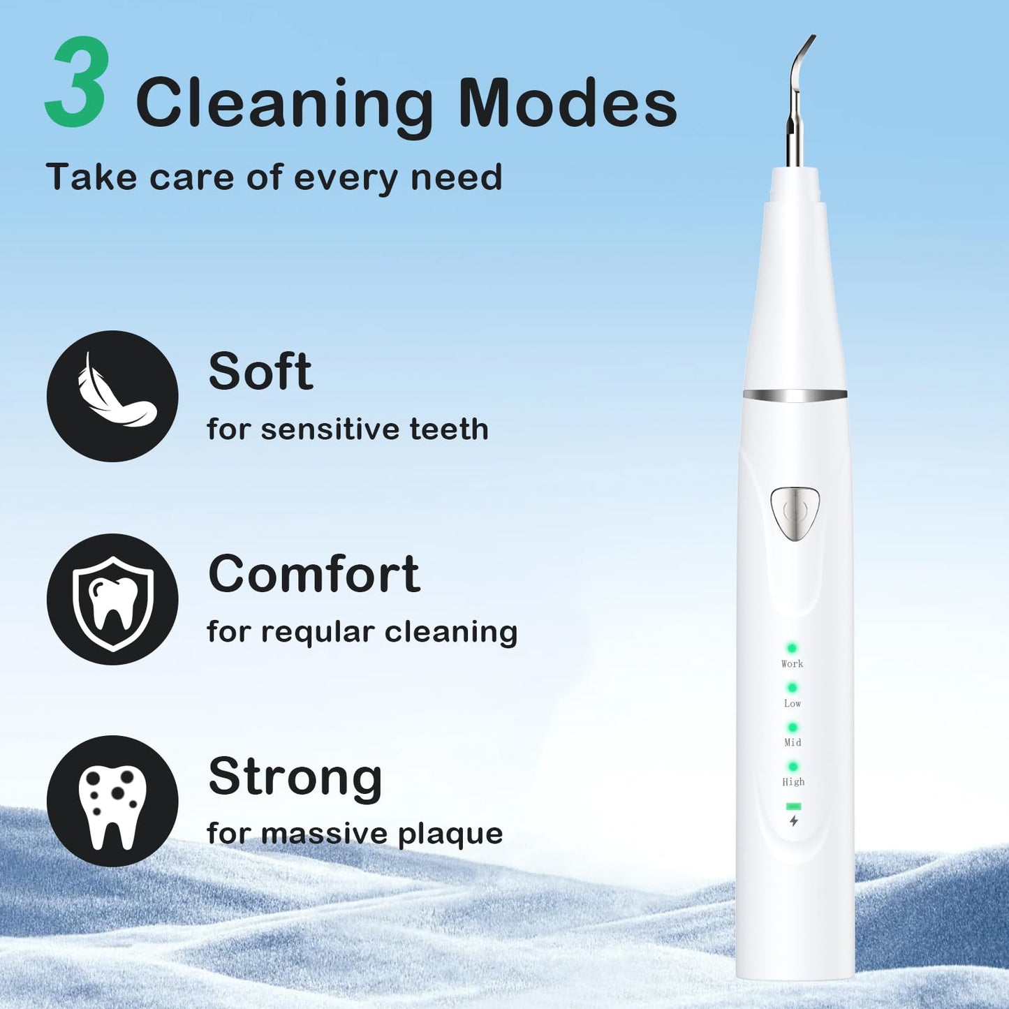 Psytpusa Dog Teeth Cleaning Kit - Dental Plaque Remover Tool, 3 Cleaning Modes, LED Light
