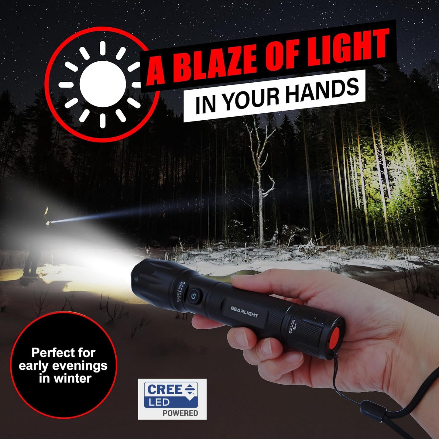 GearLight S1000 LED Tactical Flashlight - High Lumens, USB-C Fast Charging, Dual-Button, IPX4 Water-Resistant, Pocket-Sized for Camping & Emergencies with Batteries - 2 Pack, (Rechargeable)