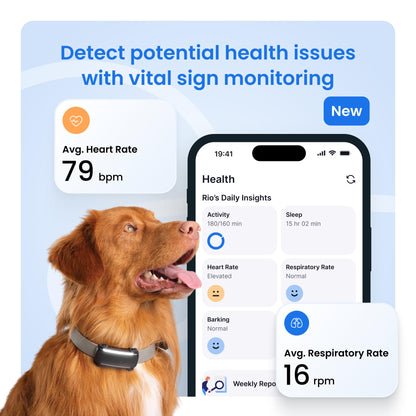 Tractive Smart Dog GPS Tracker | Live Pet Tracker with Virtual Fence | Vital Signs Monitoring of Heart & Respiratory Rate | Bark Monitoring | Dog Collar Attachment (Black)
