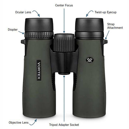 Vortex Optics Diamondback HD 10x42 Binoculars - HD Optical System, Non-slip Grip, Waterproof, Fogproof, Shockproof, Included GlassPak - Unlimited, Unconditional Warranty