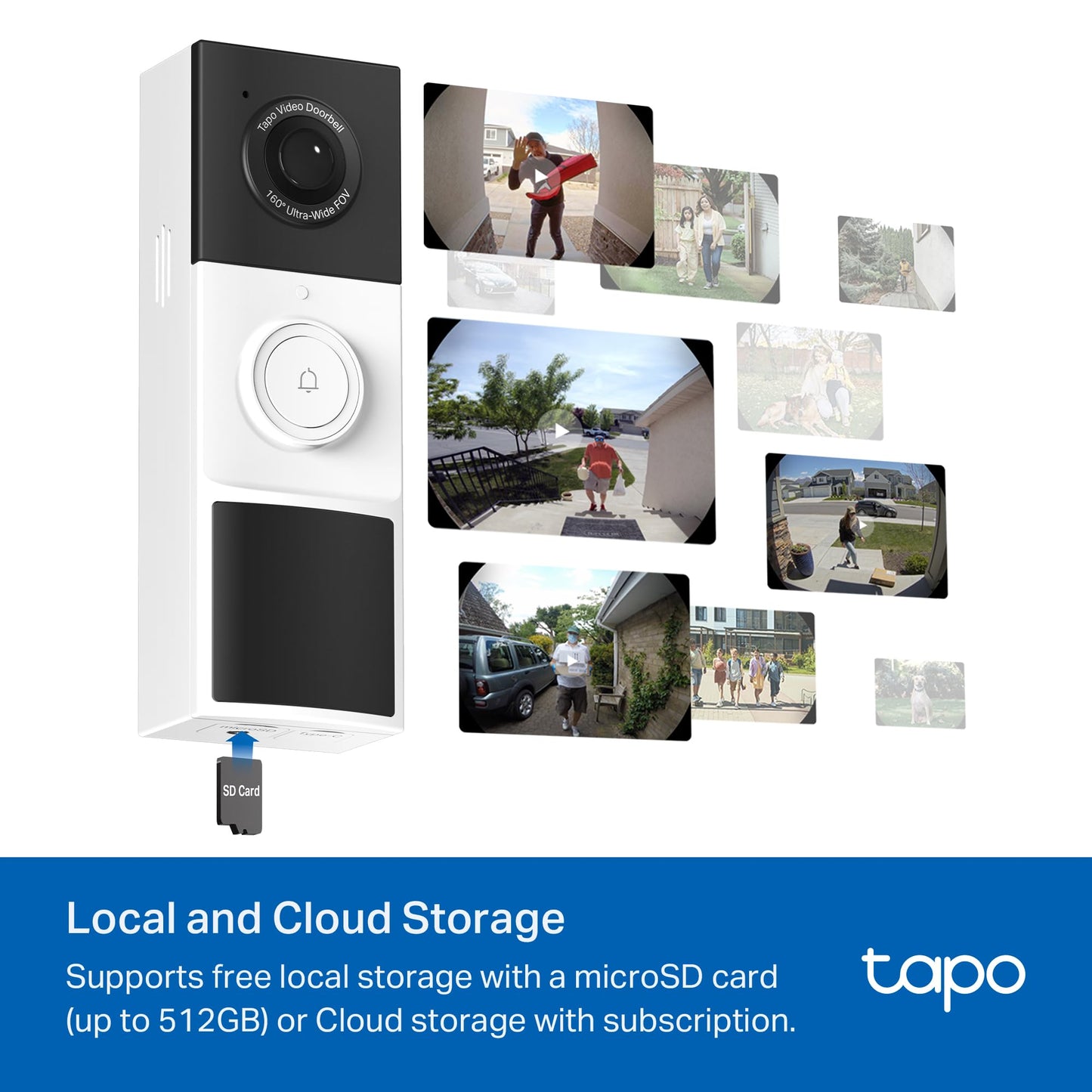 Tapo by TP-Link Smart Video Doorbell Camera Wireless with Chime, 2K with Full Color Night Vision & Spotlights, No Monthly Fee, Ring Call, 160° Ultra-Wide View, Free AI Detection, Local Storage,D210