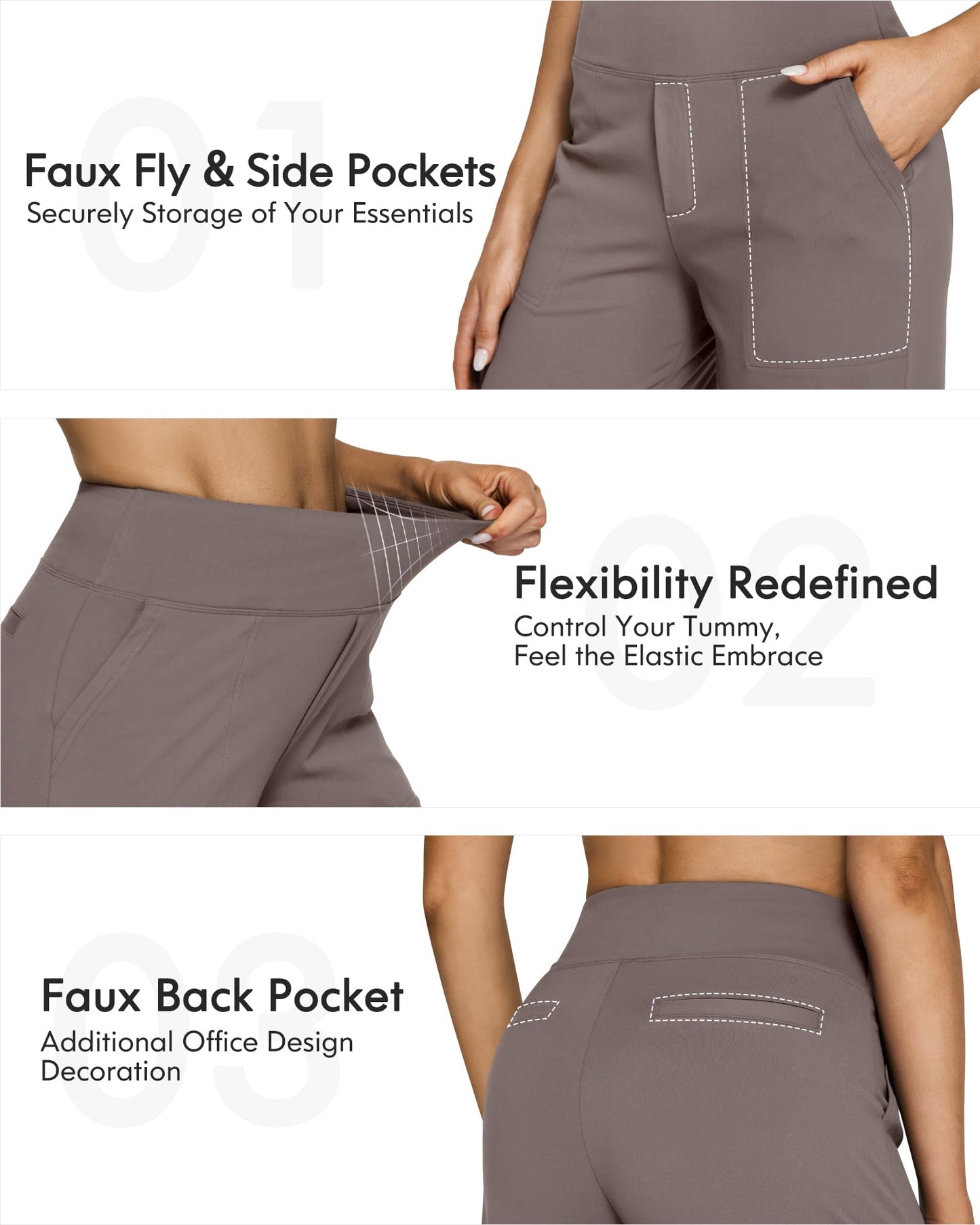 G4Free Wide Leg Yoga Pants Loose Casual Summer Open Bottom Sweatpants Soft Athletic Workout Pants Tummy Control Flare Leggings(Taupe,L,31")