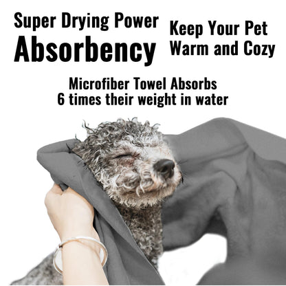 Puomue Microfiber Dog Towels for Drying Dogs, Super Absorbent and Soft Pet Grooming Towel, 40 Inch X 23.6 Inch, Perfect Dog Shower & Bath Supplies for Large, Medium or Small Dogs, Grey