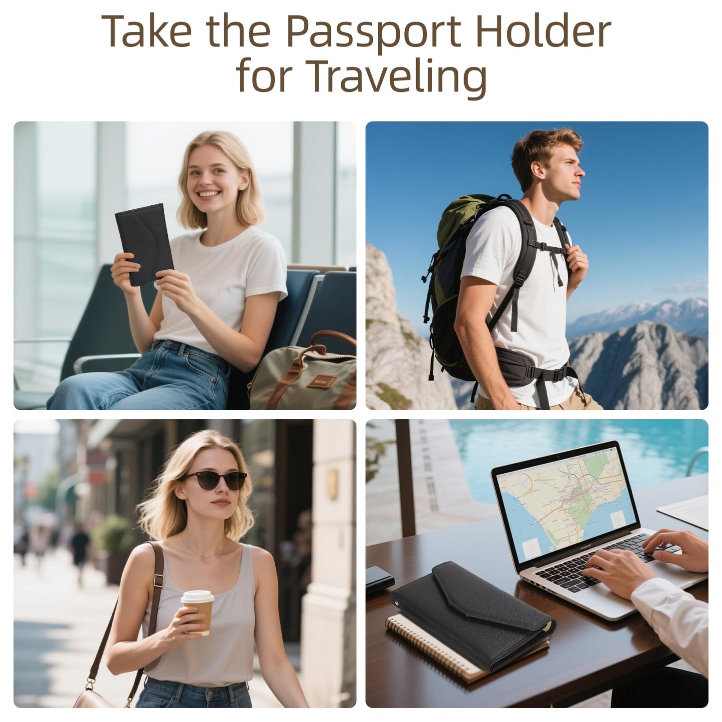 ZOPPEN Multi-purpose Rfid Blocking Travel Passport Wallet (Ver.4) Tri-fold Document Organizer Holder, 1 Black