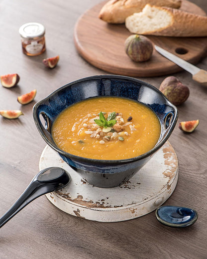 UNICASA Japanese Ramen Bowl Set with Chopsticks, Spoons and Rests, 26oz Deep Porcelain Noodle Bowl Set of 2 for Udon, Pho, Salad, Soup (Reactive Blue)