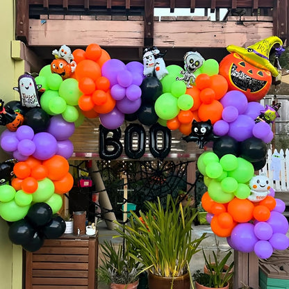 Halloween Party Balloons Set, Black Purple Orange Green Balloons 50Pcs 12inch Purple Orange Black Lime Green Balloon for Halloween party Celebration Birthday Spooky Ghost Party Decoration