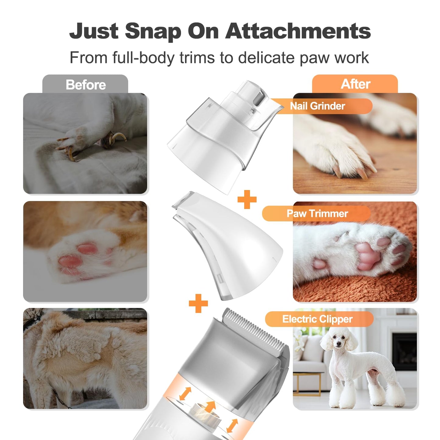 Afloia 6-in-1 Dog Grooming Kit, Pet Grooming Vacuum for Shedding, Dog Hair Vacuum with Clipper Nail Trimmer Grinder, Pet Brush Groomer at Home, Low Noise Cats Hair Remover, 1.5L Dust Cup, White