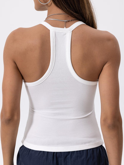 Danysu V Neck Racerback Tank Top for Women with Built in Bra Ribbed Long Tank Fitted Basic Cami Tops Angel White XS