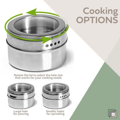 Uncluttered Designs Intergalactic Spice Rack Set With Magnetic Jars, Stand and Wall Mount (9 Tin)