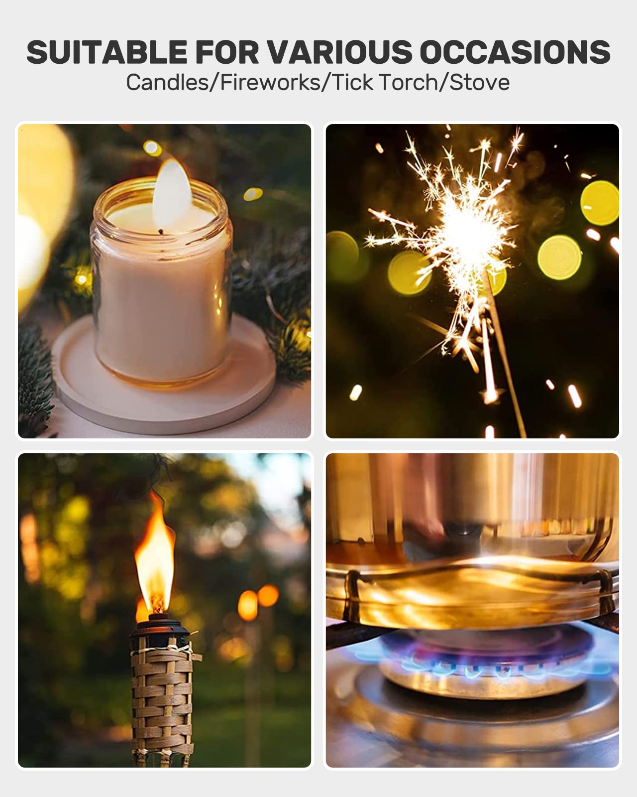 RONXS Electric Lighter, Candle Lighters USB Rechargeable Arc Lighter with Hanging Hook, LED Battery Display Long Lighters for Candle Grill BBQ Home Outdoor