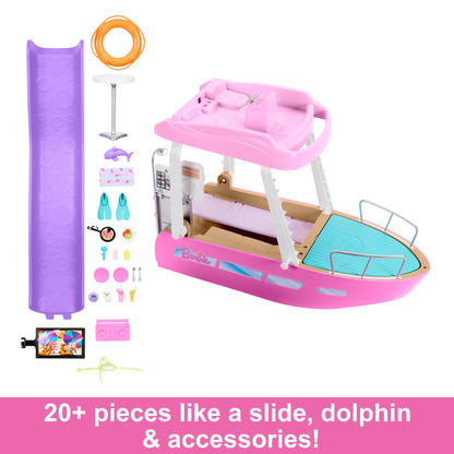 Barbie Dream Boat Playset with 20+ Ocean-Themed Accessories Sized to Fashion Dolls Including Pool, Slide & Dolphin