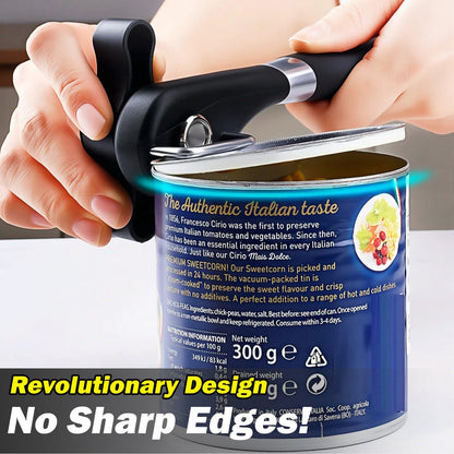Can Opener Smooth Edge Manual, Can Opener Handheld, No Sharp Edges, Easy Turn Knob & Comfortable Non-slip Handle, Safe Side Cut Can Opener for Seniors