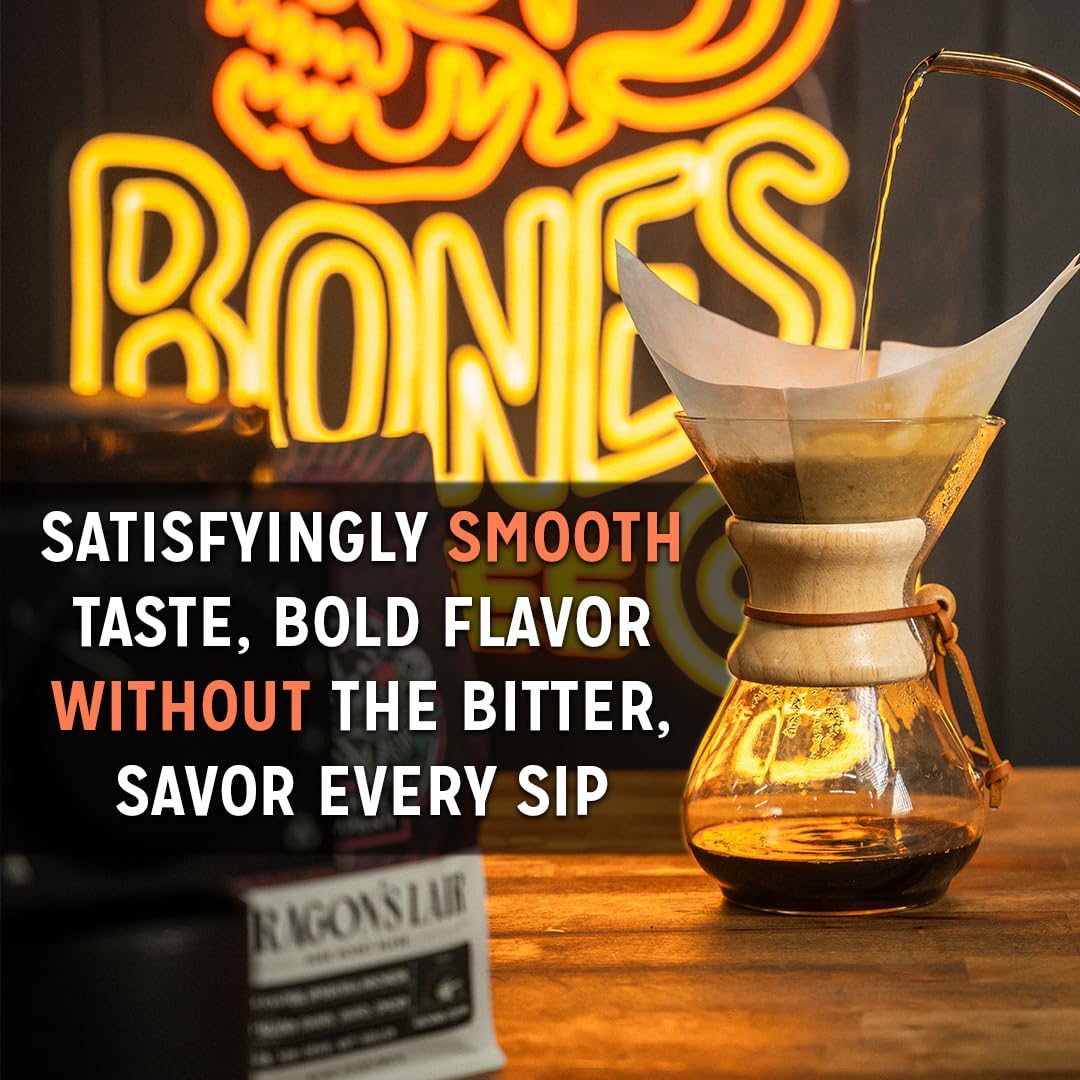 Bones Coffee Company Ethiopia Single-Origin, Citrus, Floral and Berries Notes, Whole Coffee Beans, Low Acid Medium Roast Arabica Beans Flavored Coffee, 12 oz Whole Bean