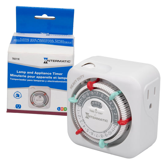 TN311 Heavy-Duty 24-Hour Indoor Mechanical Plug-in Timer - Efficient Control, Customizable Scheduling - Timer for Lighting, Fans & Small Appliances
