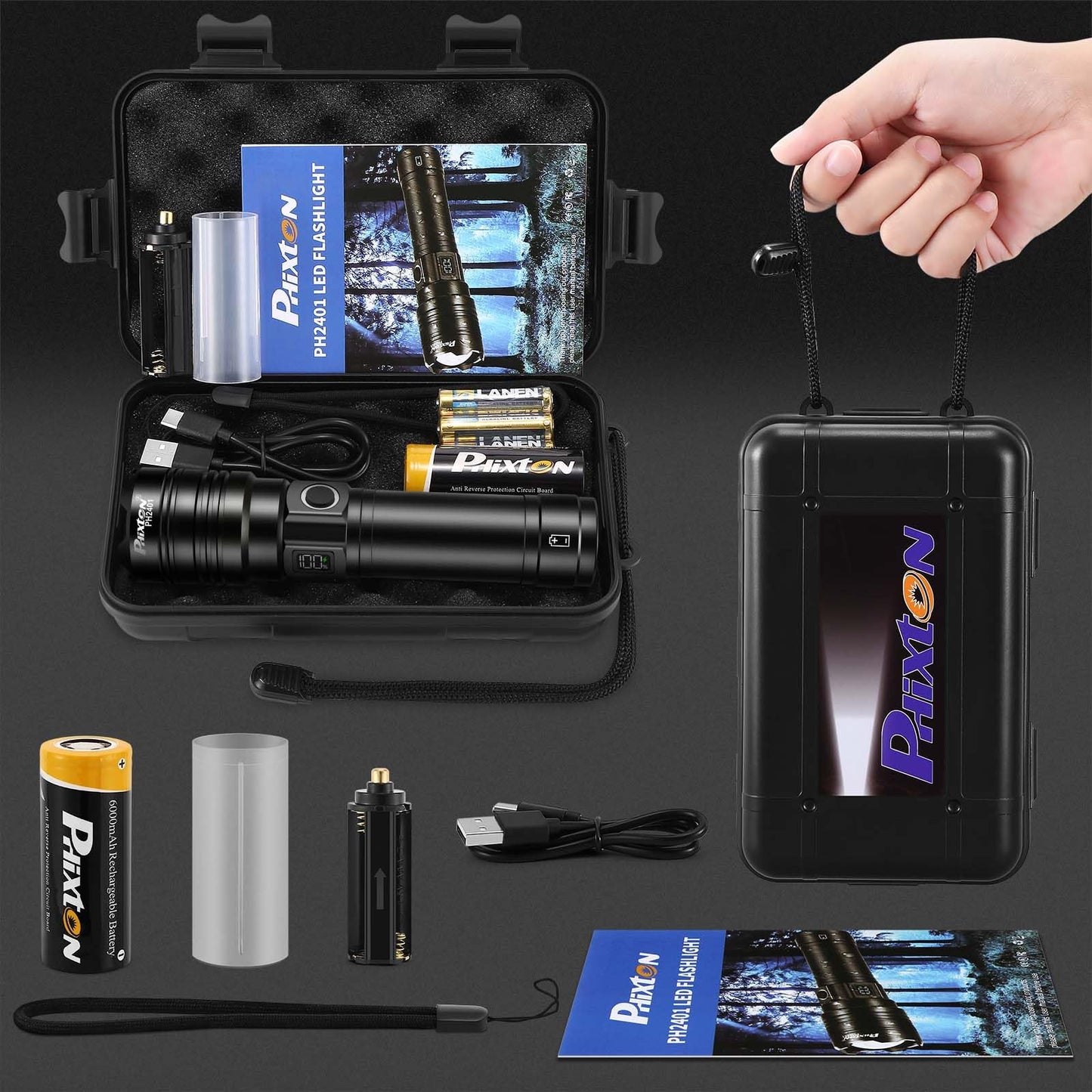 Rechargeable Flashlights 2000 High Lumens Long Range 3280 FT, Super Bright USB C LED Flashlight Long Lasting 15 Hours, Powerful Multifunctional Strong Flash Lights, for Emergency Security Camping