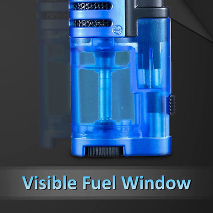 Zoocura Torch Lighter 2 Pack Triple Jet Flame Butane Torch Lighters Refillable Butane Gas Lighters Windproof Adjustable 3 Flame Lighter for Christmas (Without Gas)