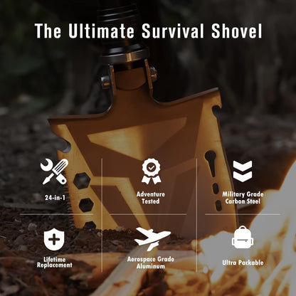 Sahara Sailor Survival Axe, Camping Folding Shovel with Hatchet with Large Shovel Head and 1.6-3.1 Ft Extented Handles, High Carbon Steel Survival Gear Equipment, Storage Bag Included