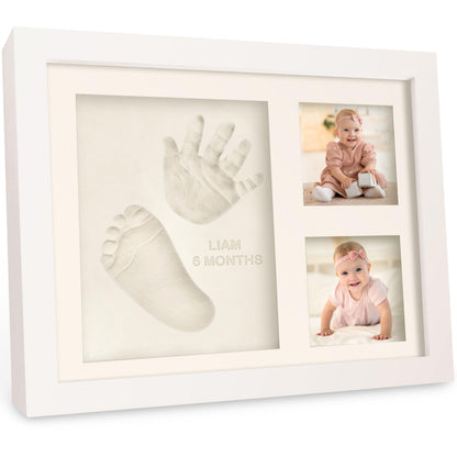 Baby Hand and Footprint Kit - Quick Dry Clay Baby Footprint Kit, Newborn Keepsake, Nursery Picture Frame for Boys, Girls, Personalized Gifts for Shower & Registry, New Mom Gift (Alpine White)