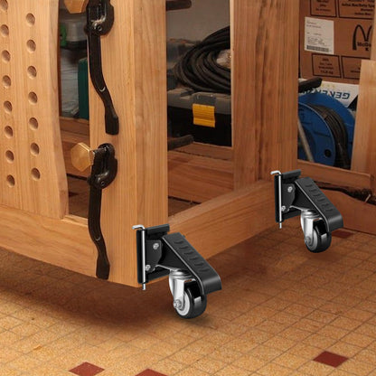 SPACECARE Workbench Casters kit 900Lbs Heavy Duty Quick Release 2 Mounting Options Retractable Workbench Stepdown Caster Wheels Adjustable Polyurethane Durable Steel Construction (Set of 4)
