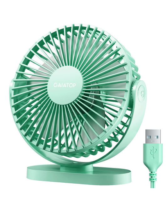 Gaiatop USB Desk Fan, 5.5 Inch Small Quiet Powerful 3 Speeds 90° Rotate, Personal Mini Portable Desktop Table Fans, Cooling for Home Office Car Travel Indoor Outdoor Pink