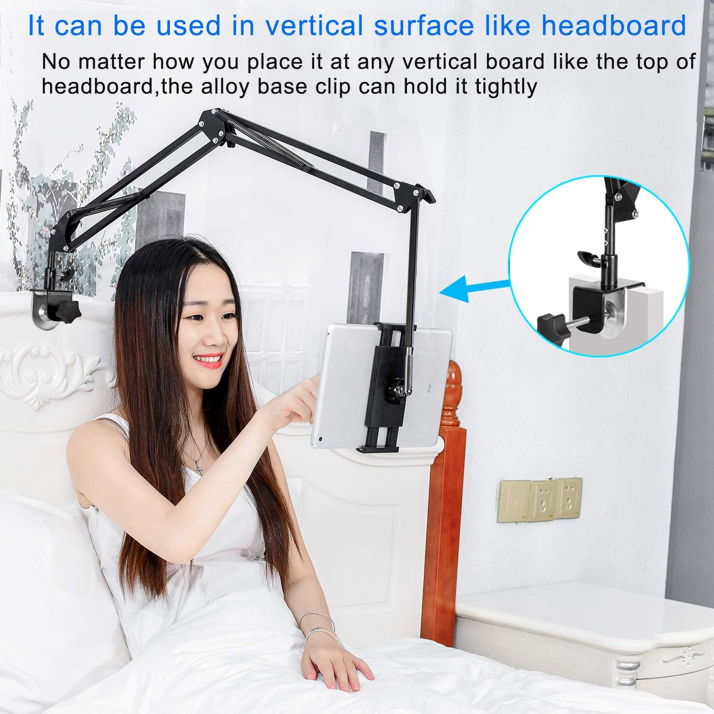 Tablet Stand Adjustable,Foldable Arm Stand for Bed,Aluminum Universal Flexible Tablet Holder with 360 Degree Rotation Compatible with iPad/iPhoneX/iPad Pro/N-Switch,or Other 4.5~12.9 Inches Devices