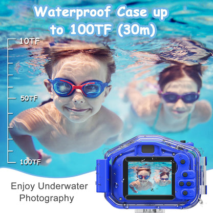 Agoigo Kids Waterproof Camera - Children Underwater HD Video Digital Camcorder, Portable Travel Toy for Toddler - Ideal Christmas Birthday Gifts for Boys Girls Age 3-12 with 32GB Card (Dark Blue)