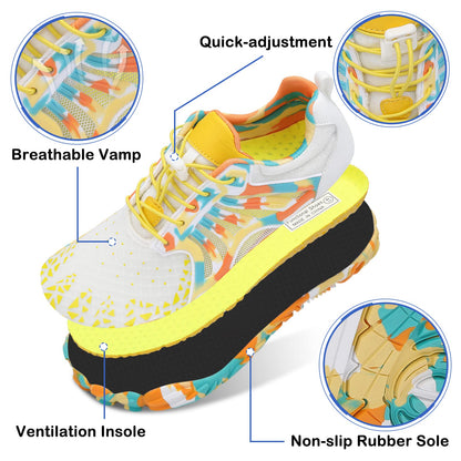 Scurtain Unisex Mens Womens Athletic Hiking Water Shoes for Women Men Quick Dry Barefoot Swim Shoes Beach Shoes Pool Shoes for Women Men Aqua Sports with Drainage Beige/Yellow 6.5 W/5 M
