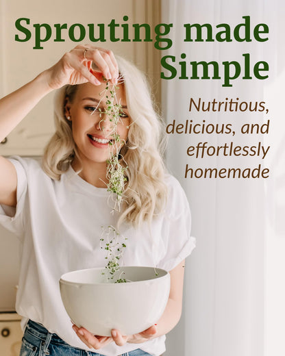 Elementi Sprouts Growing Kit for Wide Mouth Mason Jars, Set of 2 Sprouting Lids for Organic Alfalfa & Mung Bean Sprouts Grow Kit, 316 Stainless Steel Mesh Screen Strainer Lid (Sage Green)