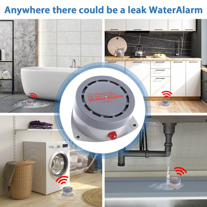 Water Leak Detector 2 Pack, Shackcom Water Alarm 110DB, Wireless, Waterproof & Battery-Operated, Audio and Light Alerts for Bathroom, Kitchen & Home Security ( Battery Not Included )