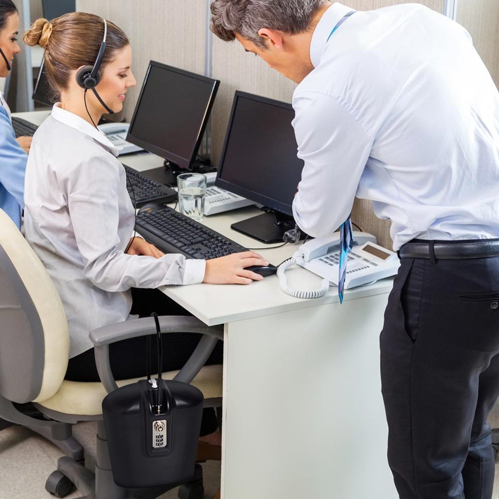 SAFEGO Portable Indoor/Outdoor Lock Box Safe with Key and Combination Access (Black)