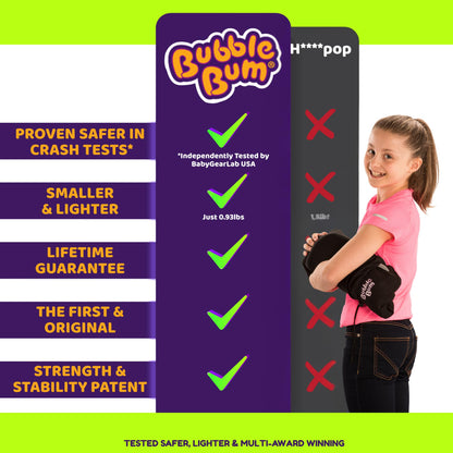 BubbleBum Inflatable Booster Car Seat – Foldable, Lightweight, Backless Travel Booster Seat for Kids, Portable Carseat for Toddler, Fits 3 Across, Compact for Uber - Ages 4-11 Year Old, - Black