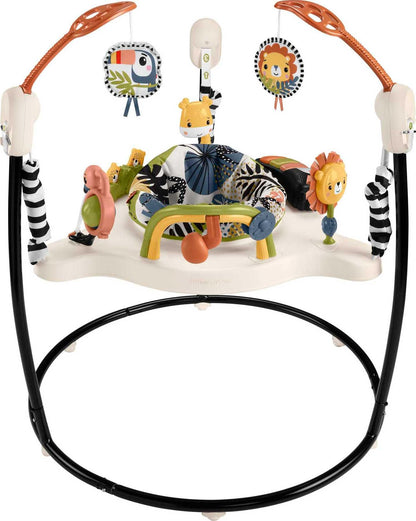 Fisher-Price Baby Bouncer Palm Paradise Jumperoo Activity Center with Music Lights Sounds and Developmental Toys