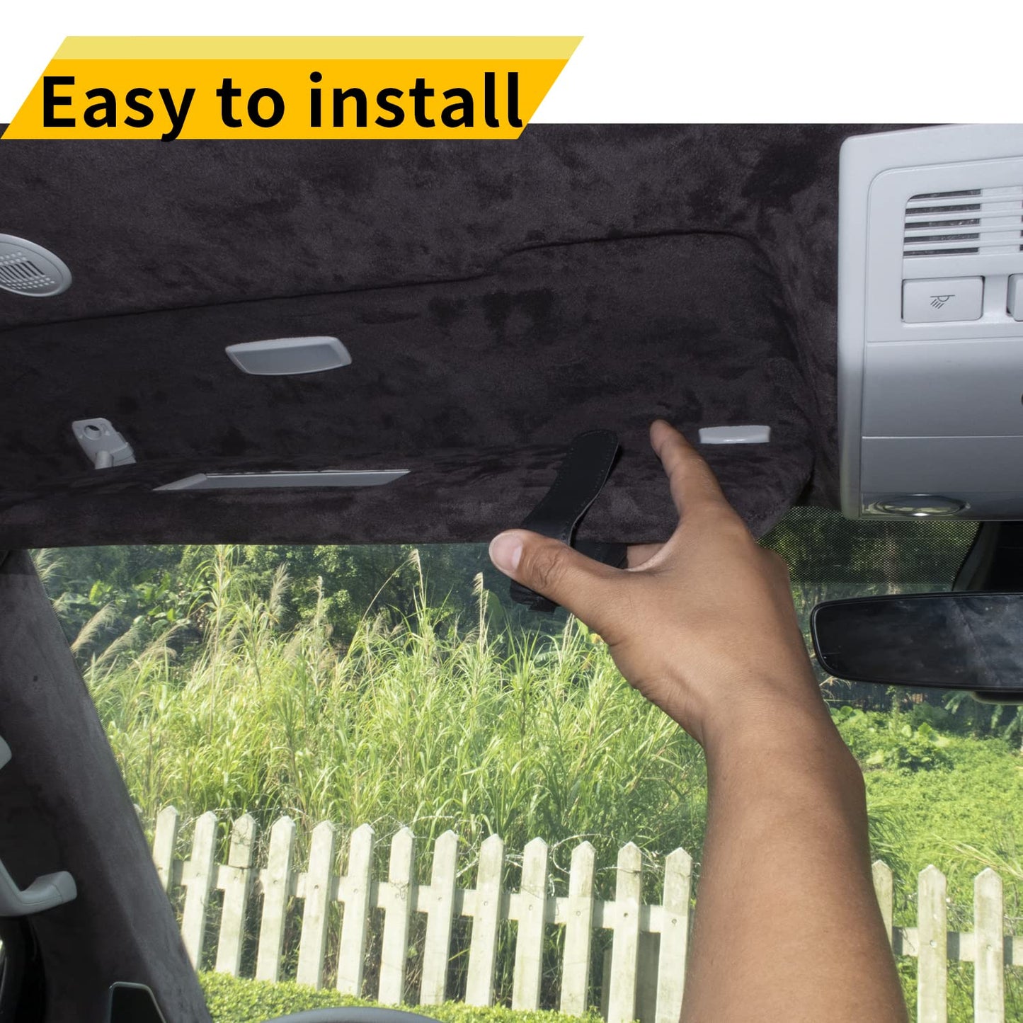 Yuoyar Sunglass Holder for Car, Magnetic Leather Sunglasses Holder and Ticket Card Clip, Car Visor Accessories, 2 Packs (Black)