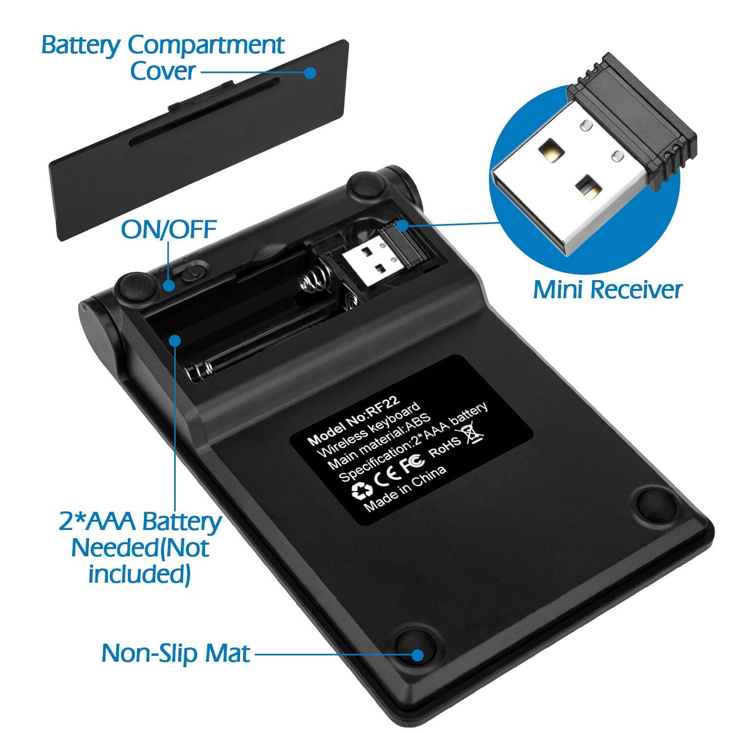 Foloda Wireless Number Pads, Numeric Keypad Numpad 22 Keys Portable 2.4 GHz Financial Accounting Number Keyboard Extensions 10 Key for Laptop, PC, Desktop, Surface Pro, Notebook