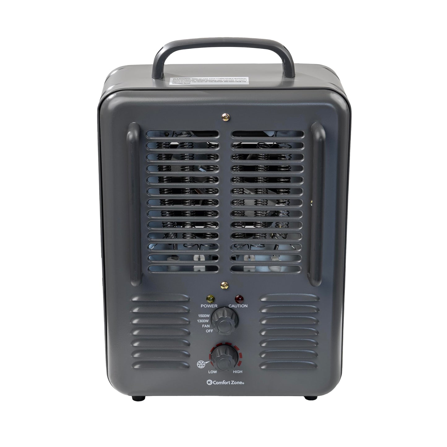 Comfort Zone Milkhouse Style Utility Space Heater with Adjustable Thermostat, Electric, Portable, 3-Prong Plug, Overheat Protection, & Tip-Over Switch, Ideal for Garage or Workshop, 1,500W, CZ798GR3