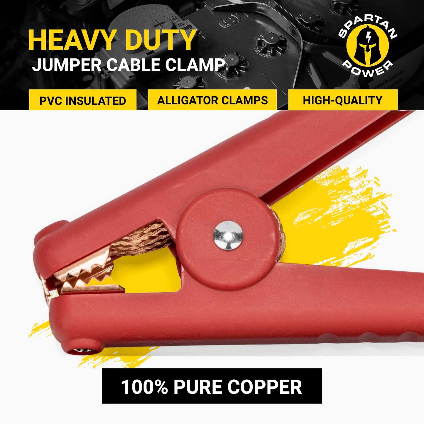 Spartan Power Replacement Jumper Cable Heavy Duty Car Battery Clamps - Clamp Ends Replacements for Jump Starter Cables - Two Clamps, Red & Black