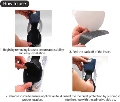 Shoe Toebox Toeburst Blowout Hole Prevention Insert/Patch (Black)