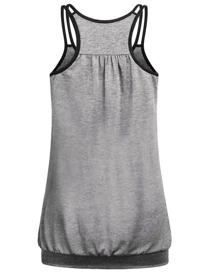 Yoga Workout Casual Relaxed fit Loose Tank top Sports Shirts Gym Fitness Athletic Exercise Tops Summer 2025 Grey