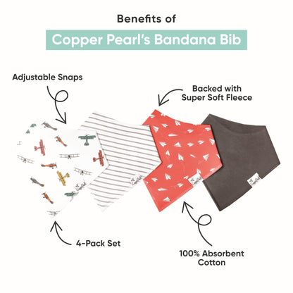 Copper Pearl 6 Pack Soft Cotton Baby Bibs for Drooling and Teething, Absorbent Drool Bibs for Baby Girl, Adjustable to Fit Newborns to Toddlers, Tons of Styles (Sunny Set)