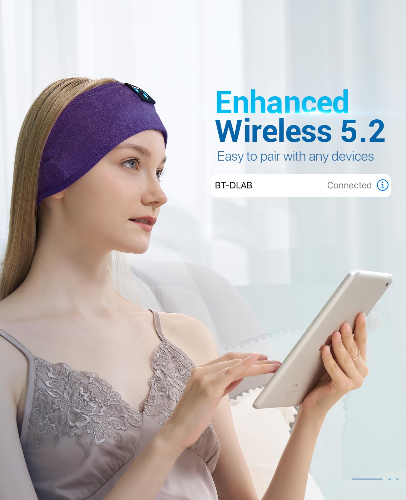 Voerou Sleep Headphones Bluetooth Headband - 10Hrs Adjustable Wireless Sports Sleeping Headphones with Hi Fi Sound, Tech Gifts for Men Women Side Sleepers Office Nap, Travel, Yoga, Workout, Meditation