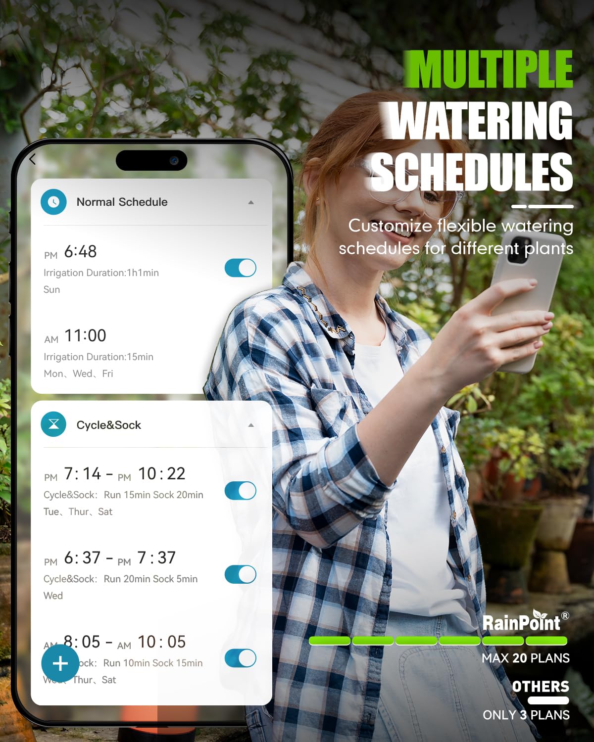 RAINPOINT Bluetooth Hose Timer with Brass Inlet,Smart Water Timer for Garden Hose with Rain Delay/Manual/Auto Watering, App Control