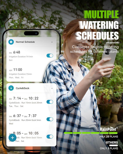 RAINPOINT Bluetooth Hose Timer with Brass Inlet,Smart Water Timer for Garden Hose with Rain Delay/Manual/Auto Watering, App Control