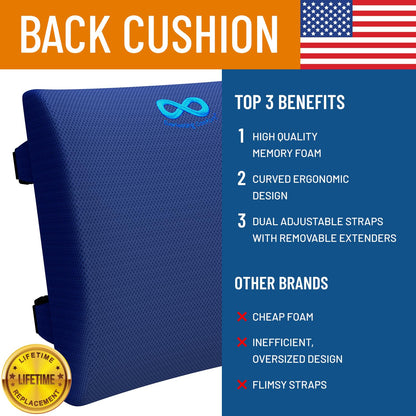 Everlasting Comfort Lumbar Support Pillow for Office Chair - Memory Foam Back Cushion for Chair, Car, Couch - Lumbar Pillow Promotes Better Posture, Back Pain Relief - Ideal for Gaming and Desk Chairs