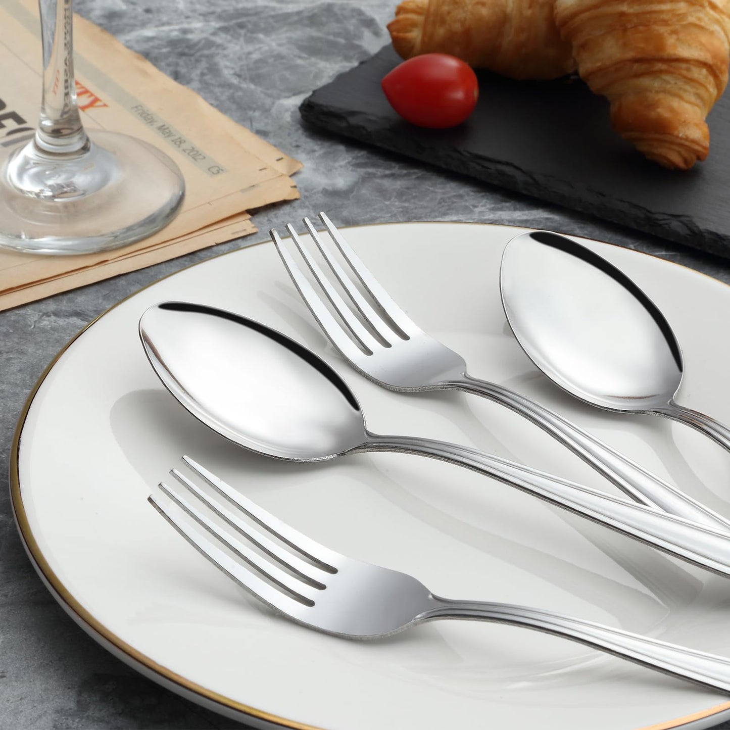 24 Pieces Forks Set (7.8”), Unokit Forks Silverware Set, Stainless Steel Dinner Forks, Table Forks, Metal Forks, Fork Set of 24 for Home/Kitchen & Restaurant,Mirror Polished, Dishwasher Safe